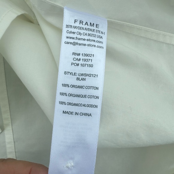 Frame Denim Women's White Puff Sleeve Blouse - Picture 10 of 11